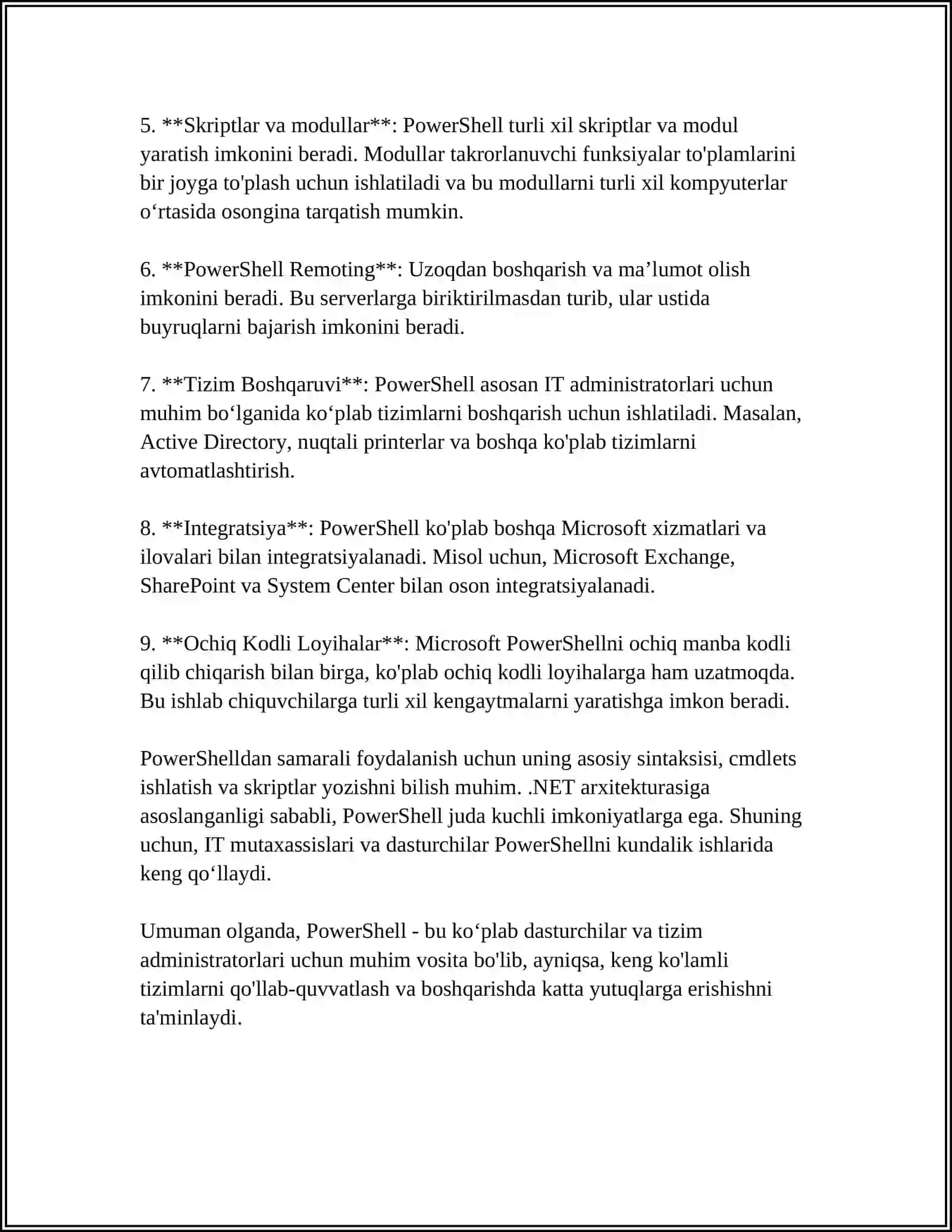 POWERSHELL HAQIDA TUSHUNCHA 4