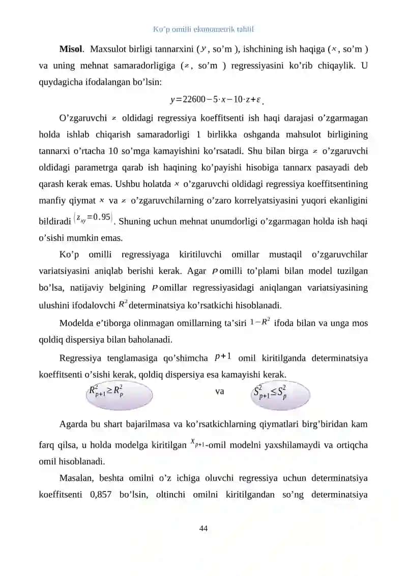 Ko’p omilli Eksonometrik Tahlil 4
