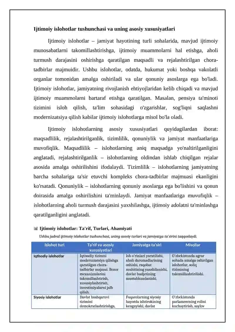 Ijtimoiy islohotlar va ularning samarasi 4