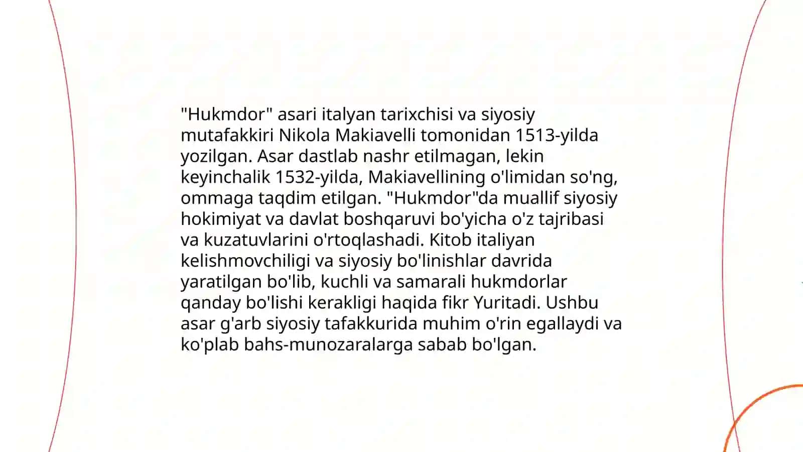 Makiavellining "Hukmdor" asari haqida 4