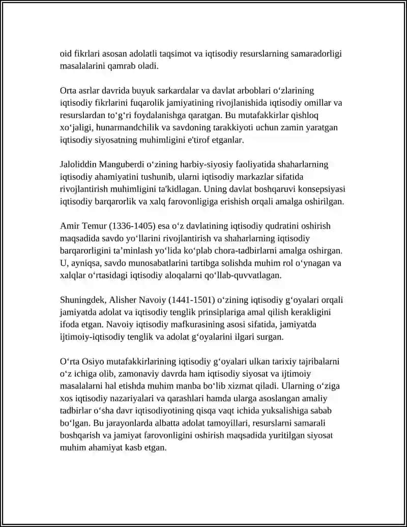 Oʻrta Osiyo Mutafakkirlarining Iqtisodiy Gʻoyalari 4