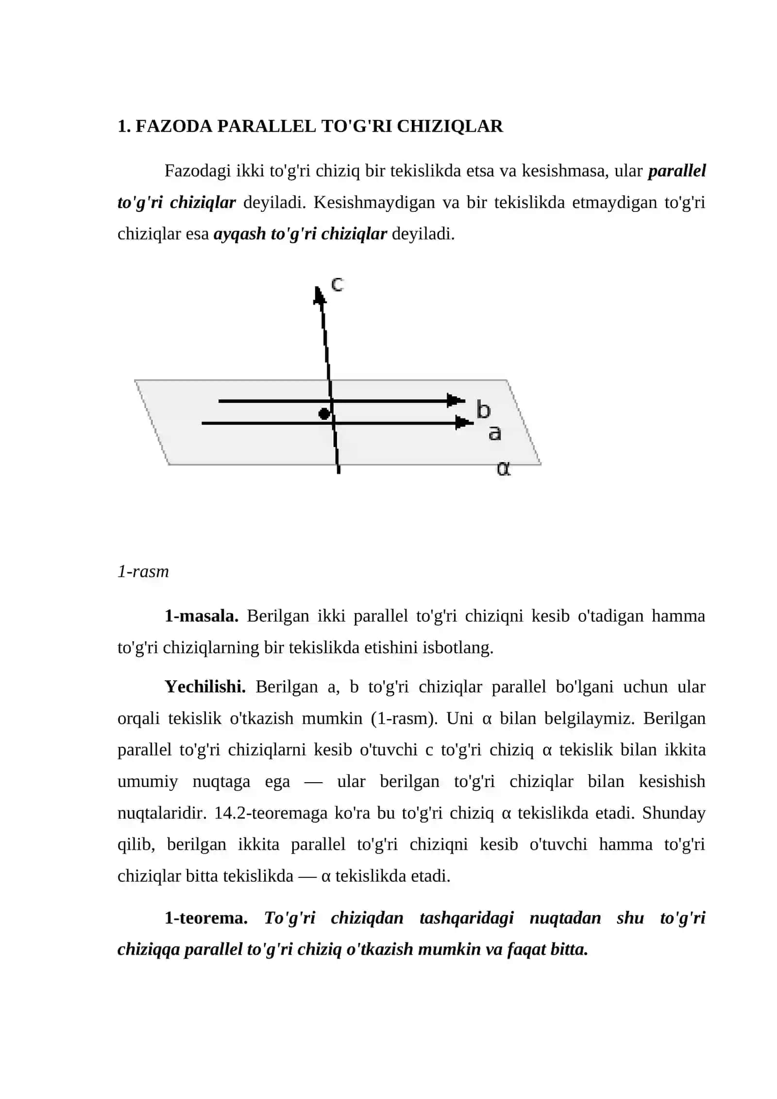 TO'G'RI CHIZIQLAR VA TEKISLIKLARNING PARALLELLIGI 4