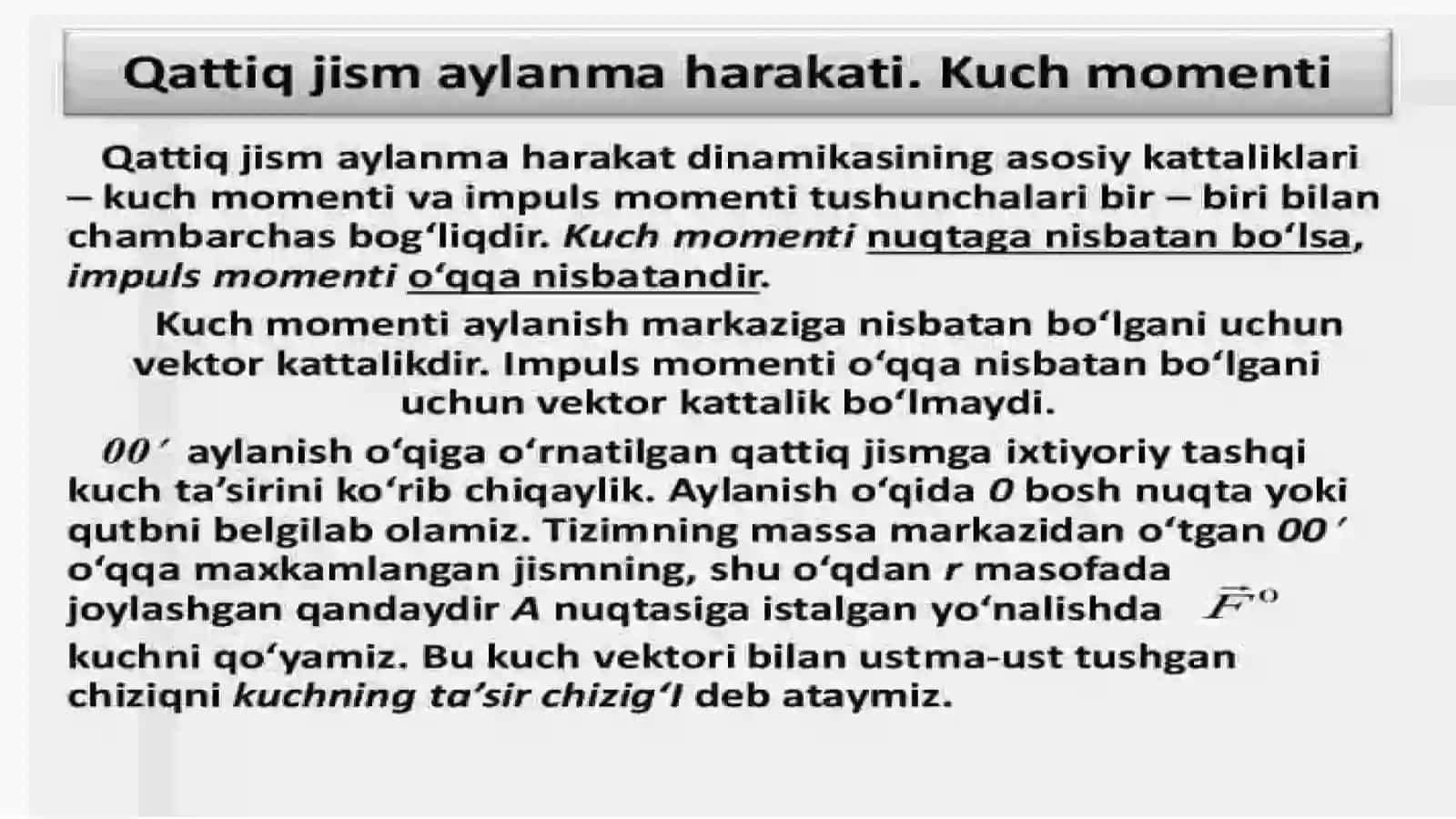 Qattiq jismlar mexanikasi 4