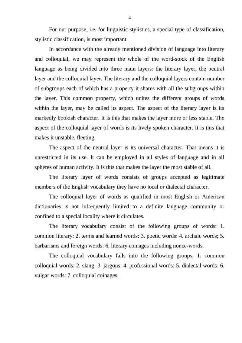 Professional Vocabulary in Modern English Language 4