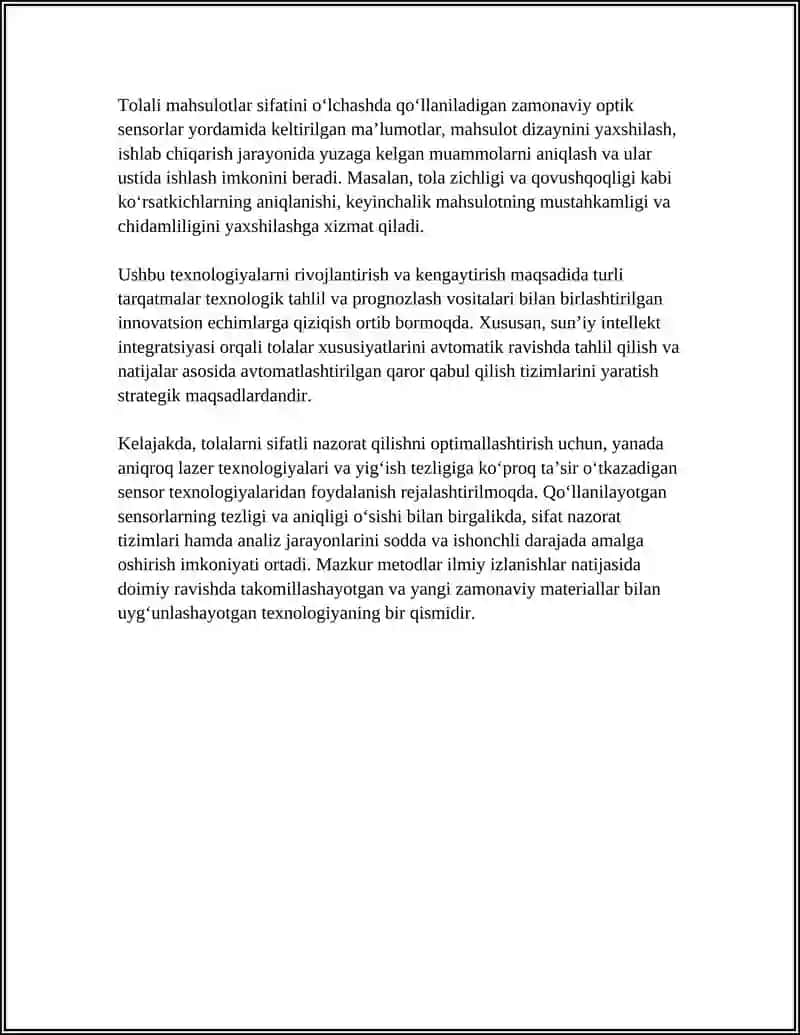 ZAMONAVIY SENSORLAR VA TEXNOLOGIYALAR YORDAMIDA TOLALI MAHSULOTLARNI MONITORING QILISH TIZIMLARI 4