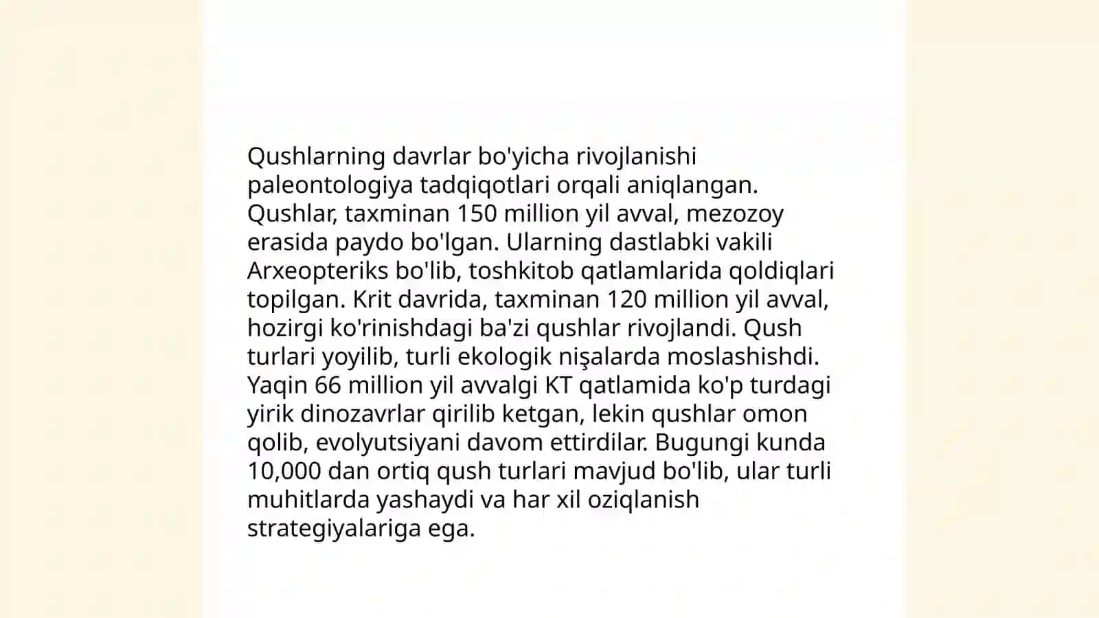Qushlarning kelib chiqishi va tarqalishi 4