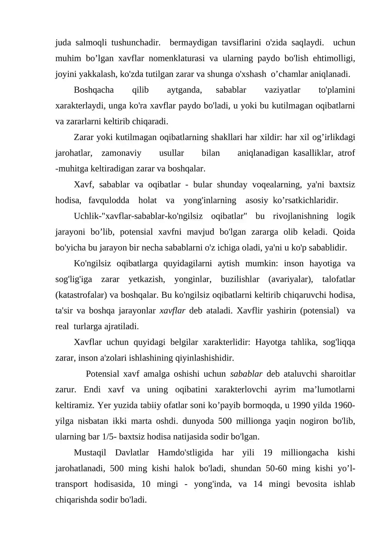 Hayot faoliyati xavfsizligi fanining bugungi kundagi ahamiyati 4