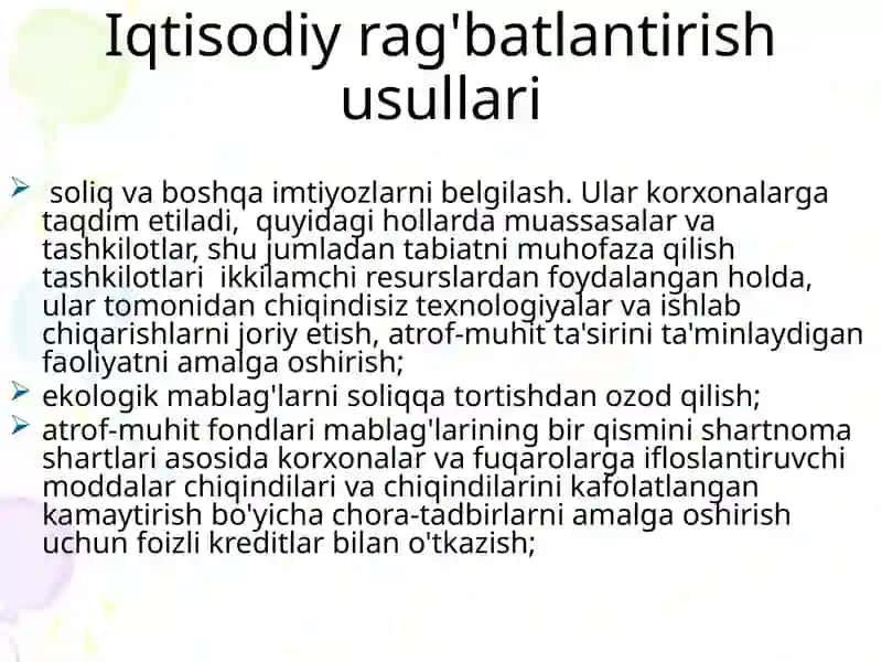Atrof-muhitni muhofaza qilish mexanizmi 4