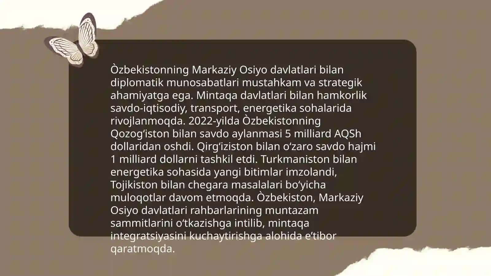 Òzbekistonning Markaziy Osiyoda tinchlik va barqarorlikni ta'minlashdagi òrni 4