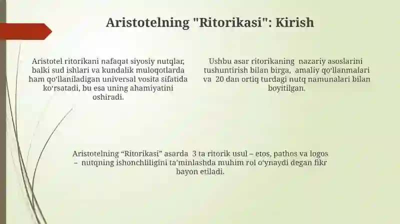 Aristotelning "Ritorikasi" 4