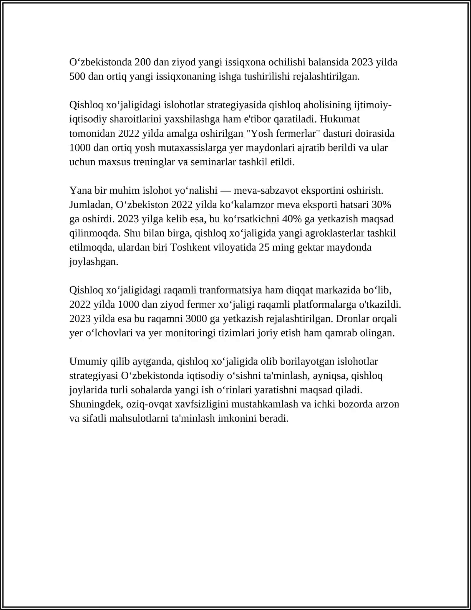 QISHLOQ XUJALIGI ISLOHATLARI 4