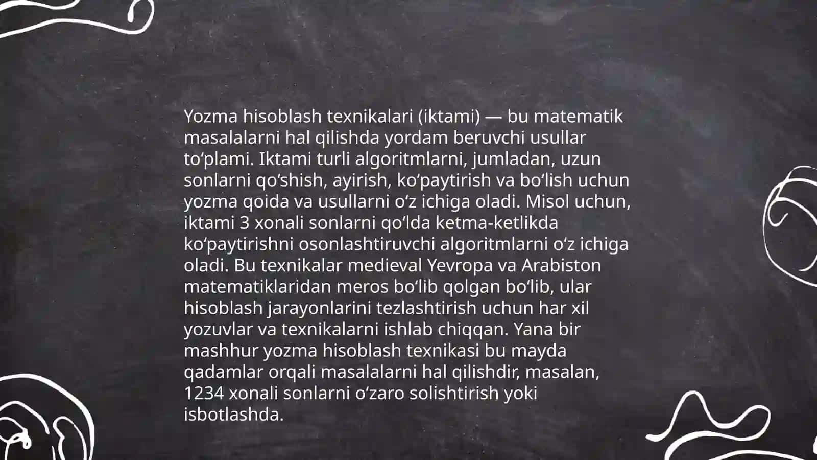 Og'zaki hisoblash amaliyotlari 4