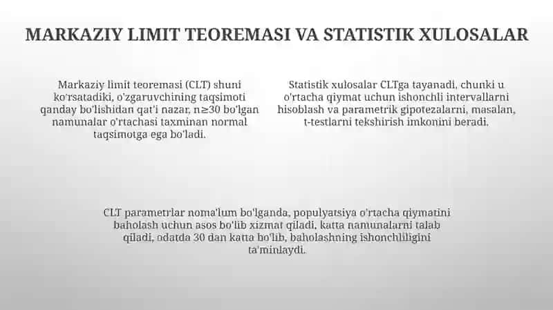 Normal taqsimlanishning tadbiqiy jihatlari 4