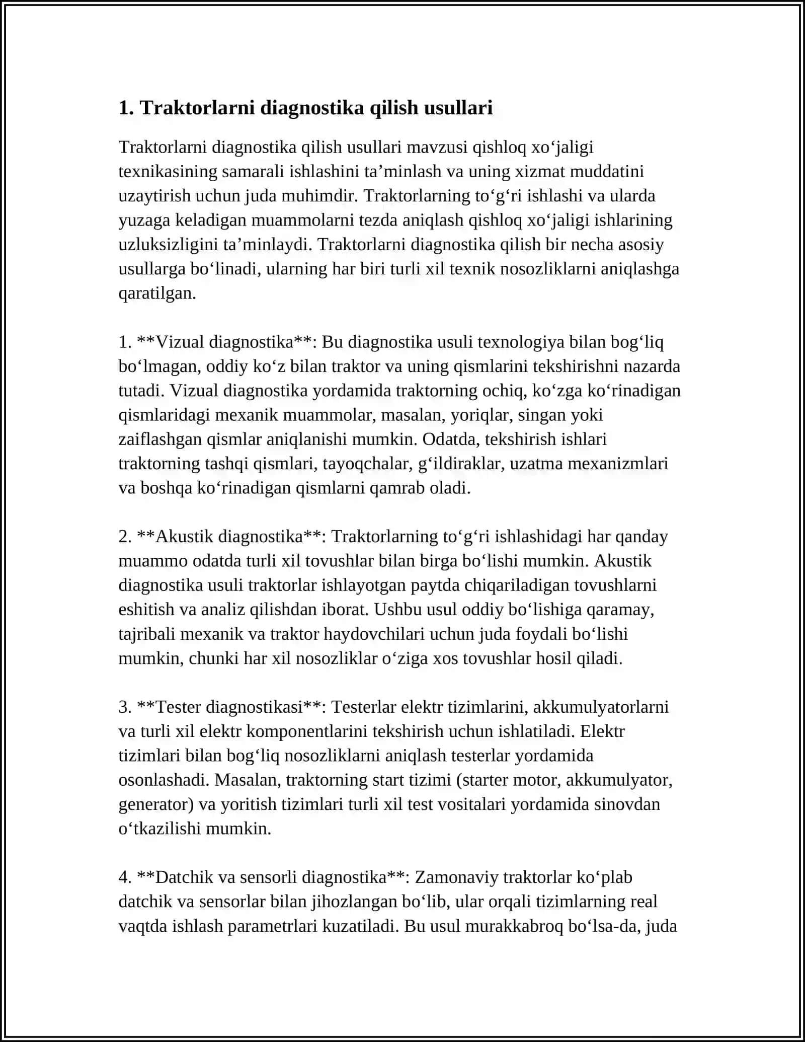 TRAKTORLARNING TAMIRLASH TEXNOLOGIK JARAYONLARI 4