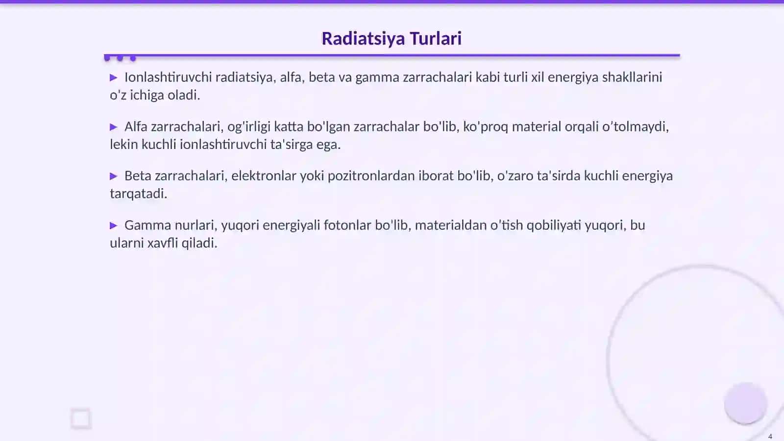 Radiatsiya Turlari va Insonga Ta'siri 4