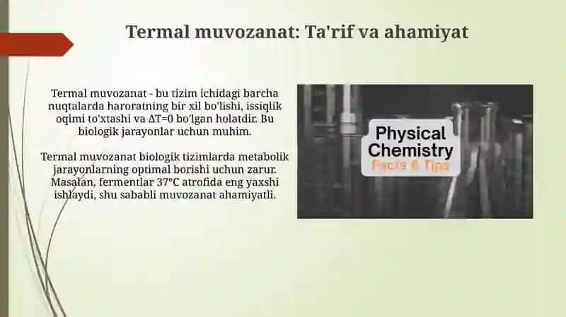 Ichki energiya va termal muvozanat 4