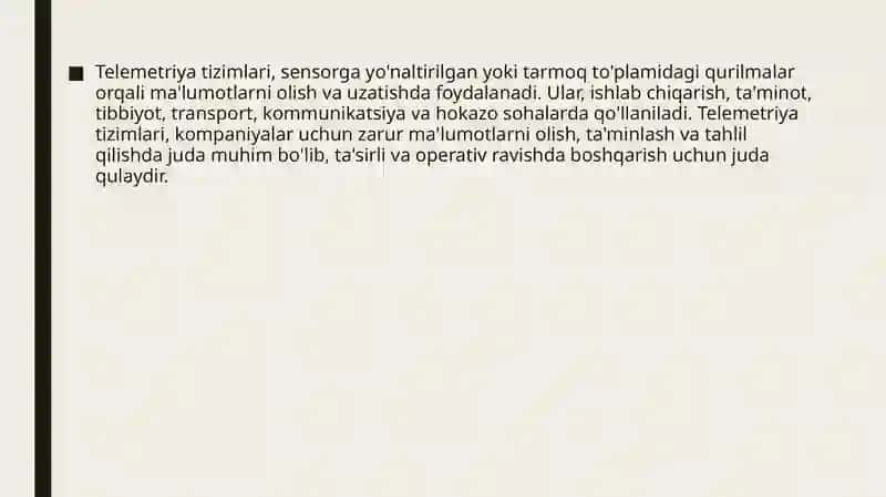 Telemetriya tizimlarini tavsiyflash 4