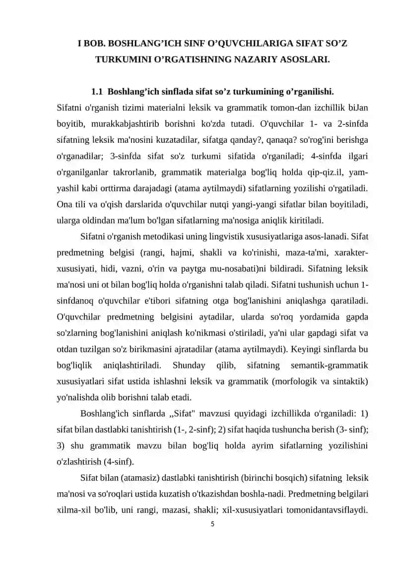 Boshlang'ich Sinf O'quvchilariga Sifatni O'rgatish 4