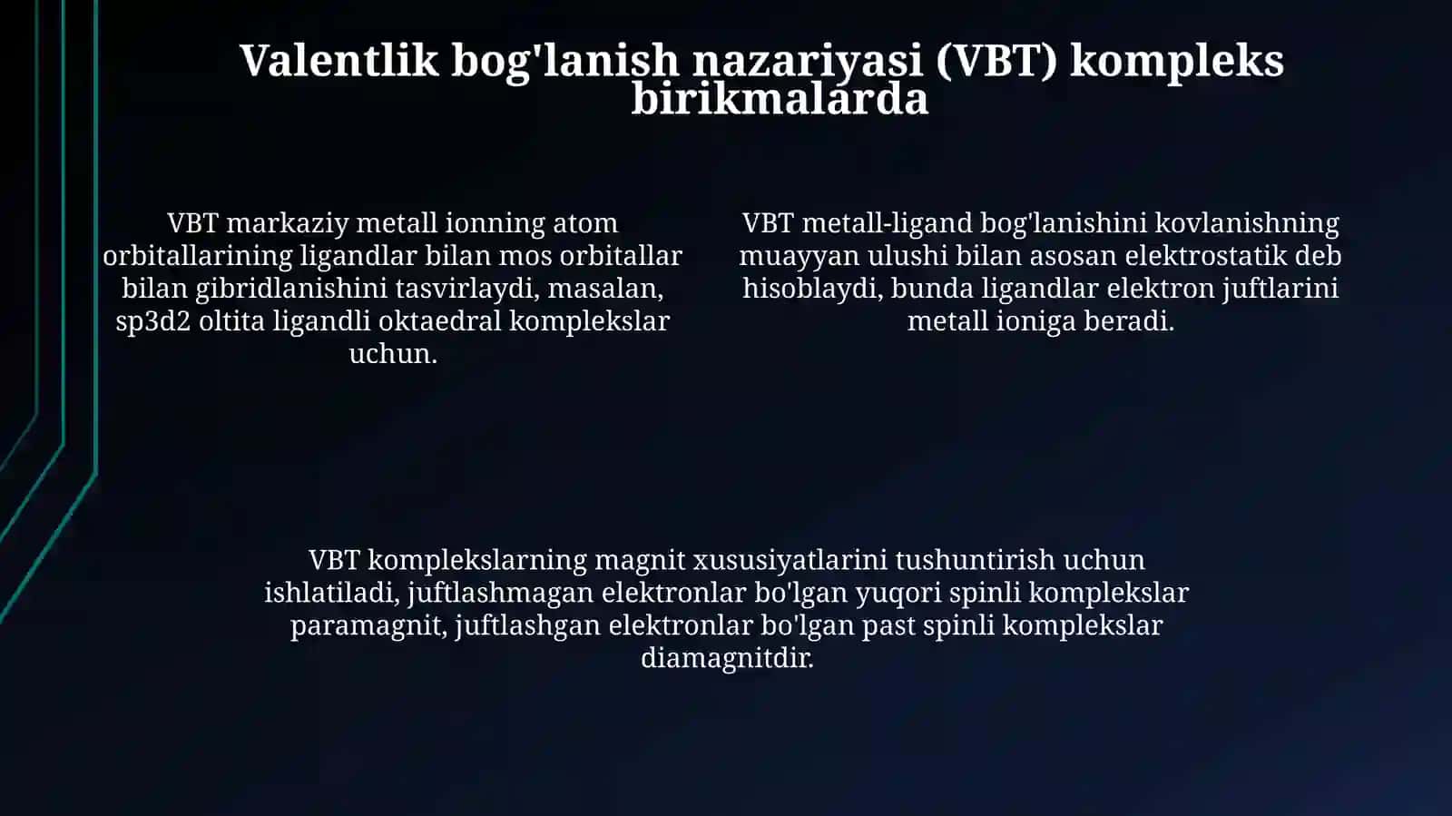 Murakkab birikmalar dagi kimyoviy bog'lanish 4