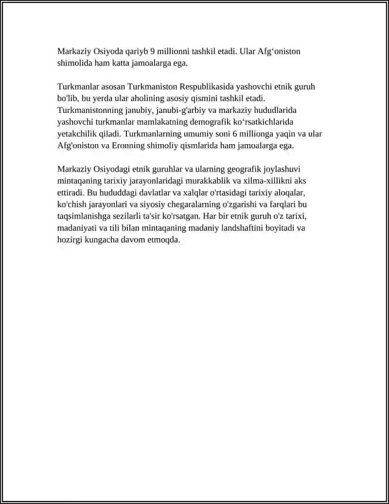 MARKAZIY OSIYODA ETNIK GURUHLAR VA ULARNING GEOGRAFIK JOYLASHUVI 4