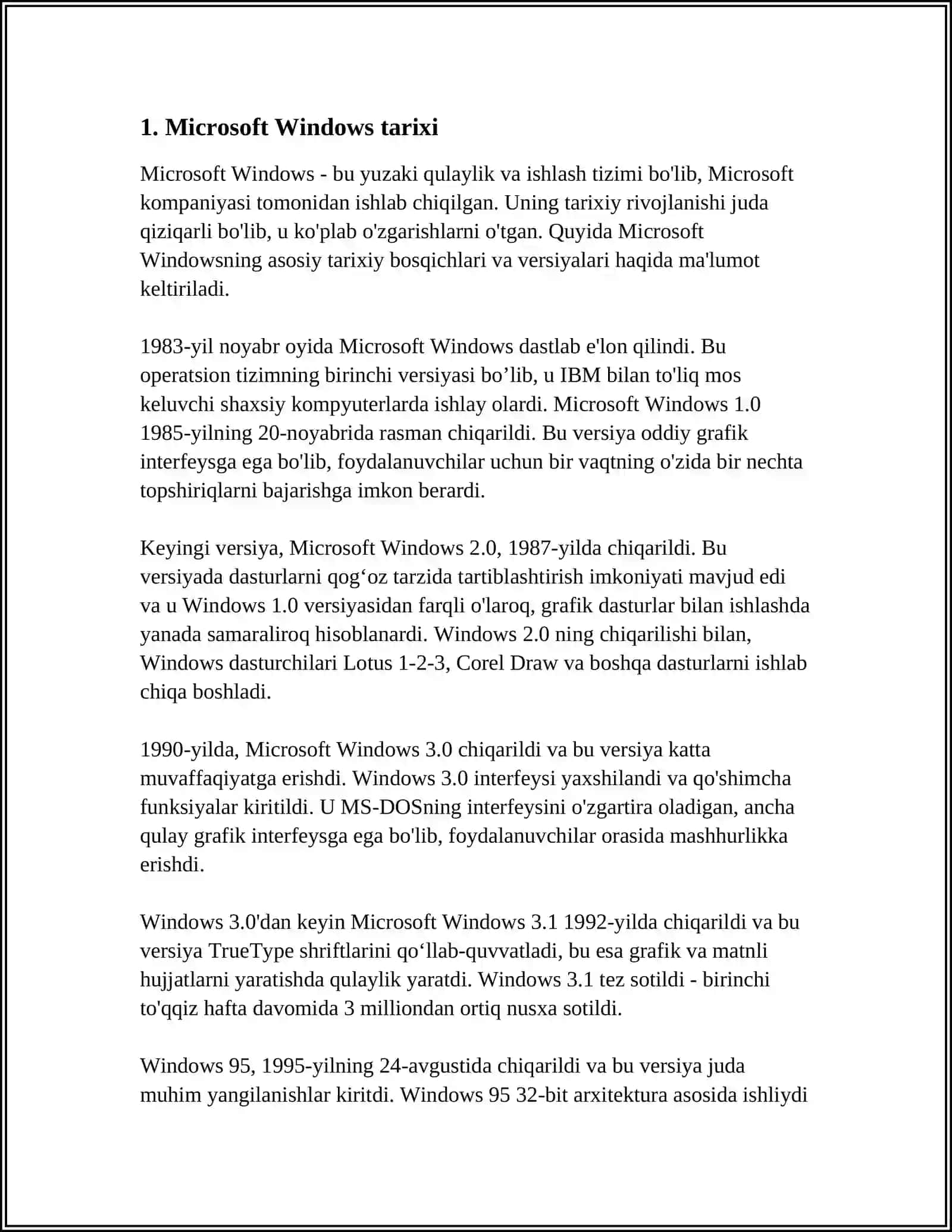 MICROSOFT WINDOWS, APPLE MACINTOSH, LUNIX OPERATSION TIZIMLARI HAQIDA UMUMIY TASNIFLAR 4