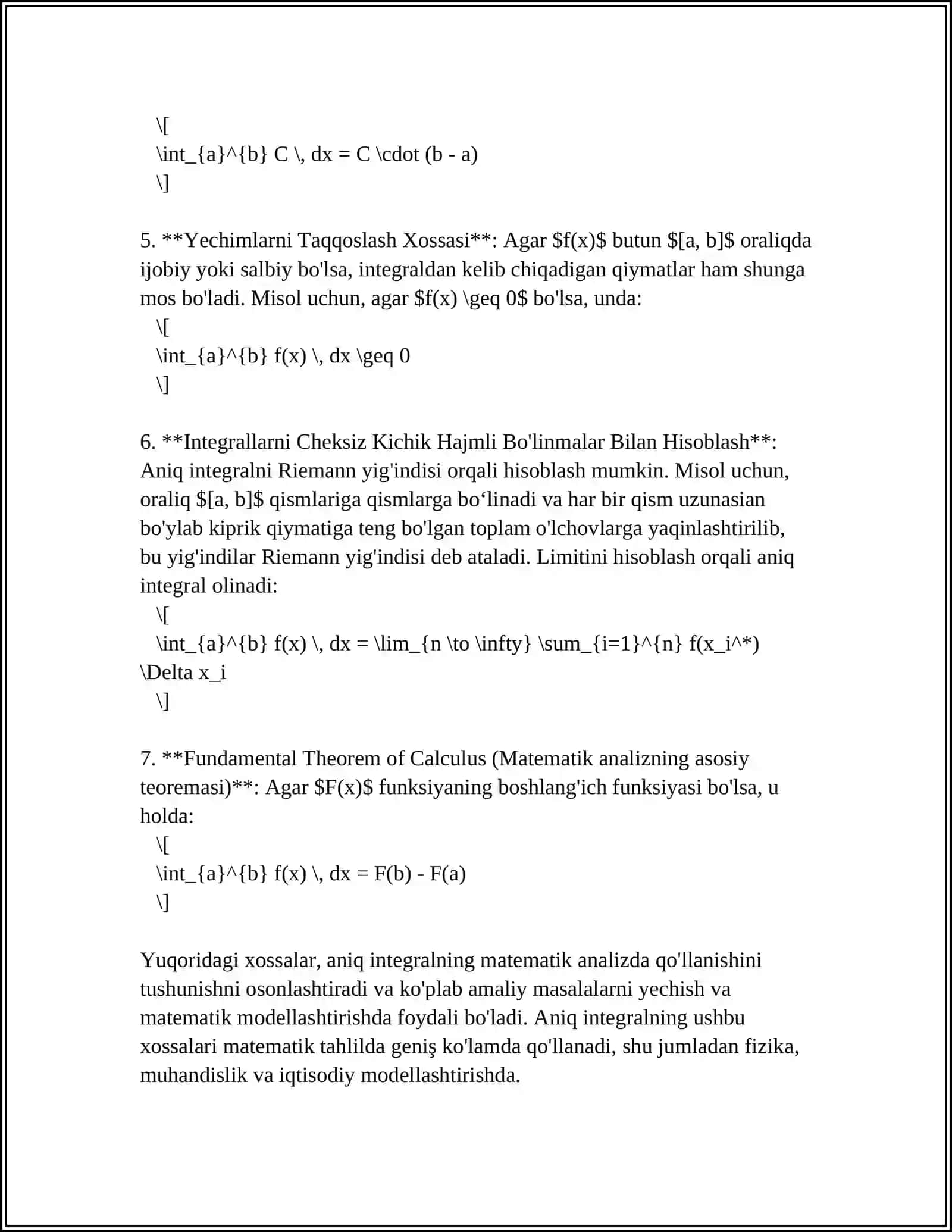 ANIQ INTEGRALNING ASOSIY XOSSALARI 4