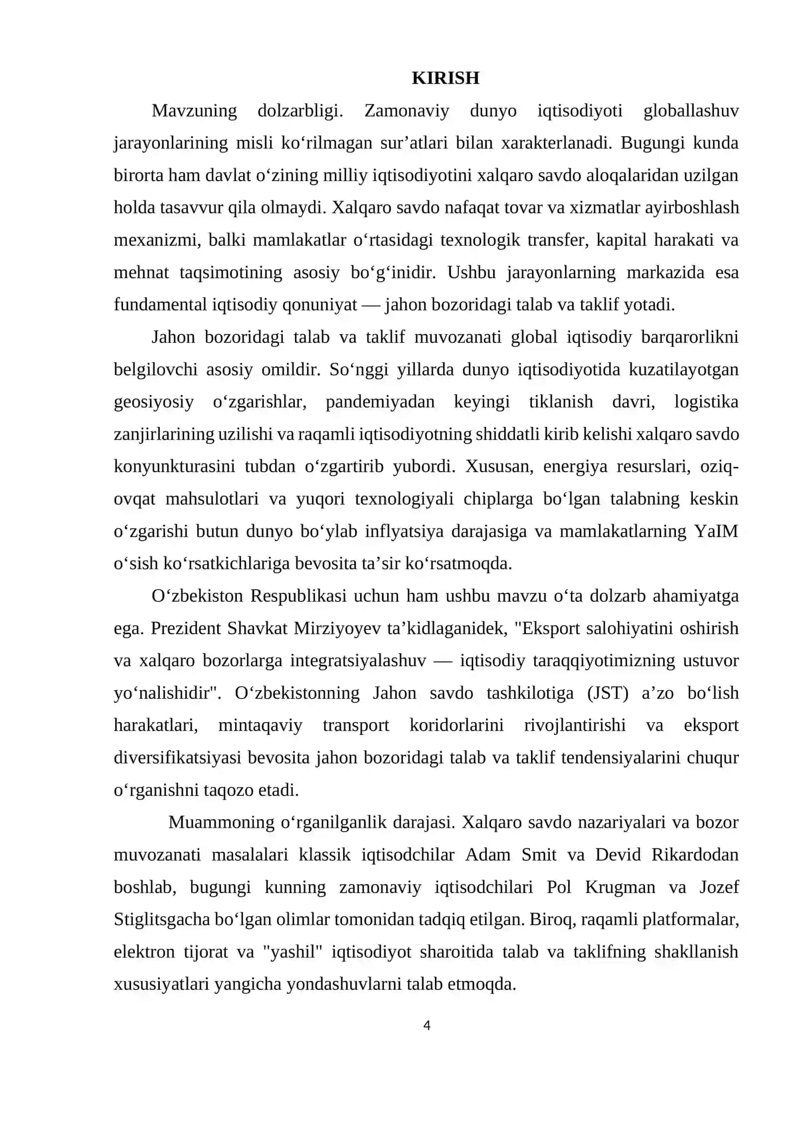 Xalqaro savdo: jahon bozoridagi talab va taklif 4