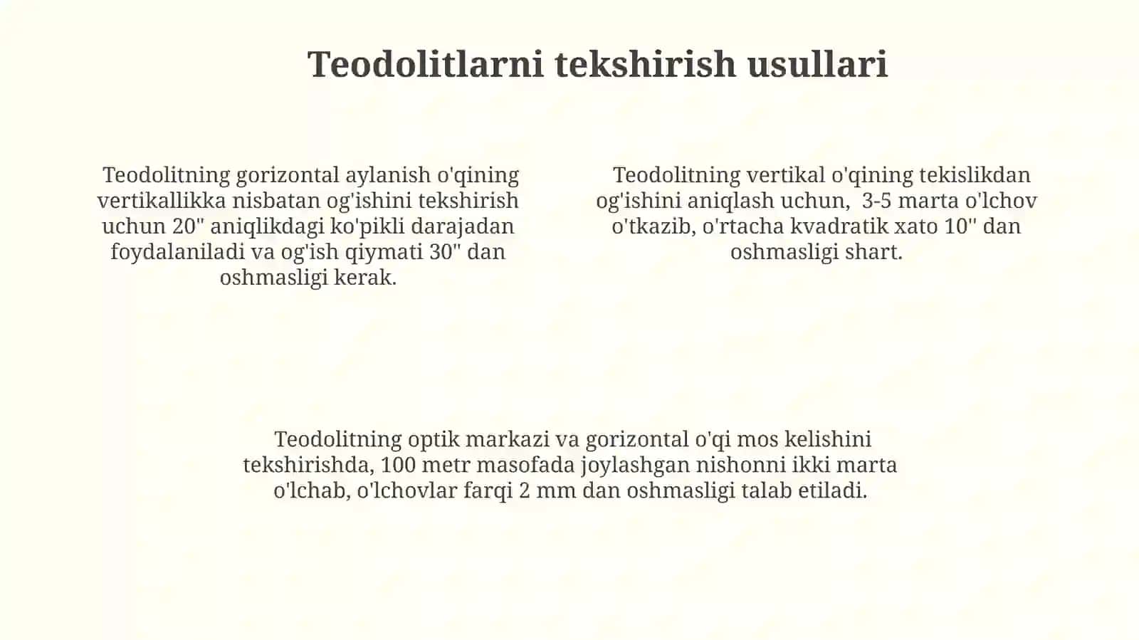 Teodolitlarni bellash 4