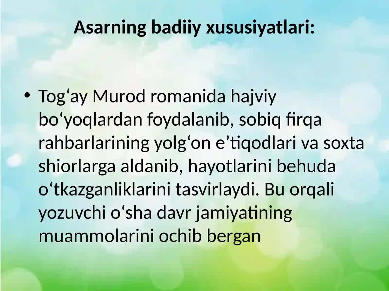TOGʻAY MUROD “DUNYODA OʻLIB BULMAYDI ASARI” 4