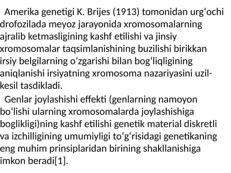Irsiyatning xromasoma nazariyasi 4