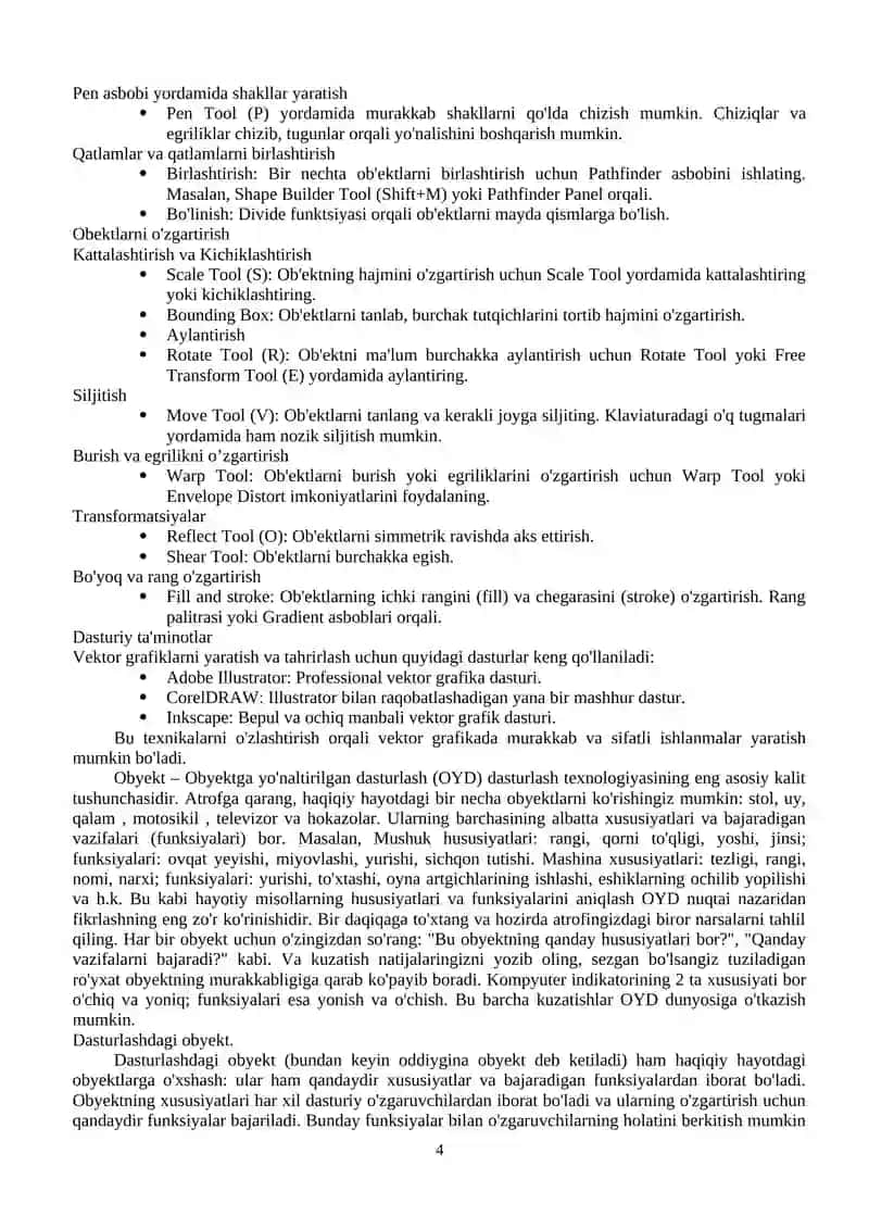 Vektor tasvirlarni tahrirlashning asosiy texnikalar 4