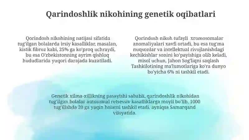 Qarindoshlik juvftlashning zararil oqibatlari 4