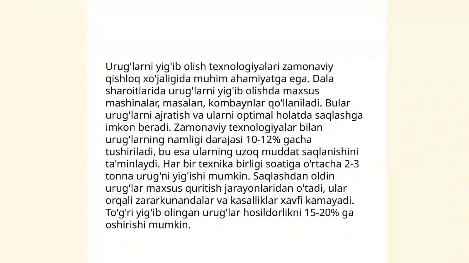 Urug'larni yig'ib olish va qayta ishlash 4