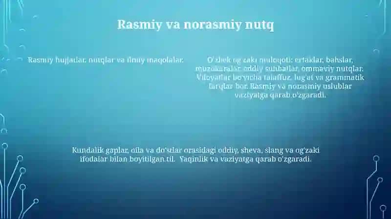 O'zbek tilining so'zlashuv uslublari 4