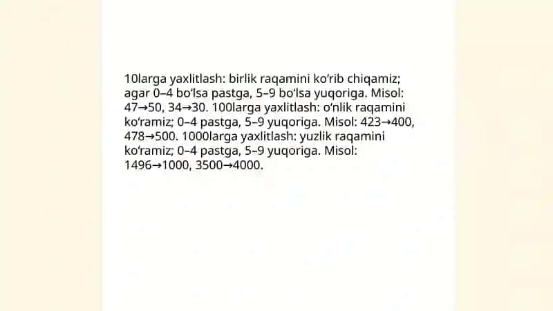 Sonlarni yaxlitlash.Rim raqamlari 4