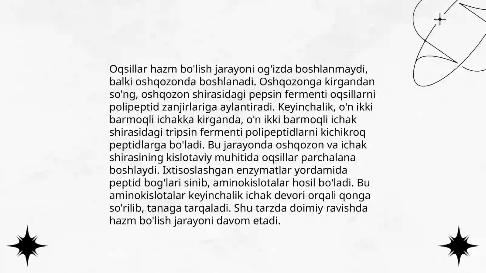 Oqsillar almashinuvi, hazimlanish, so'rilish 4