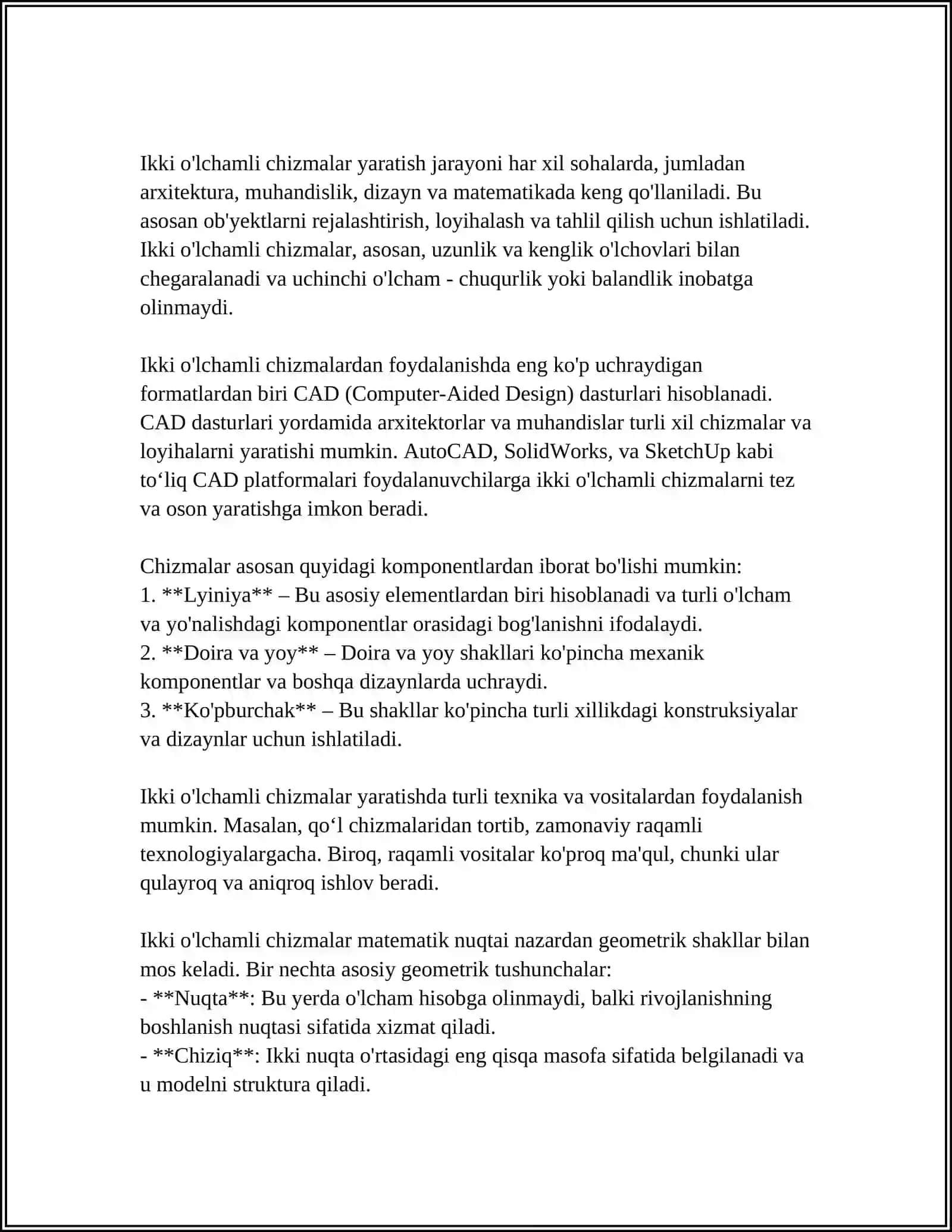 KOMPAS 3D V12 DASTURIDA IKKI OʻLCHAMLI OB'EKNI LOYIHALASH 4