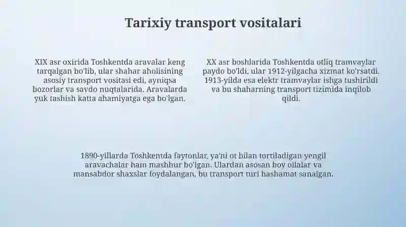 Toshkent transport tizimiga kirish 4