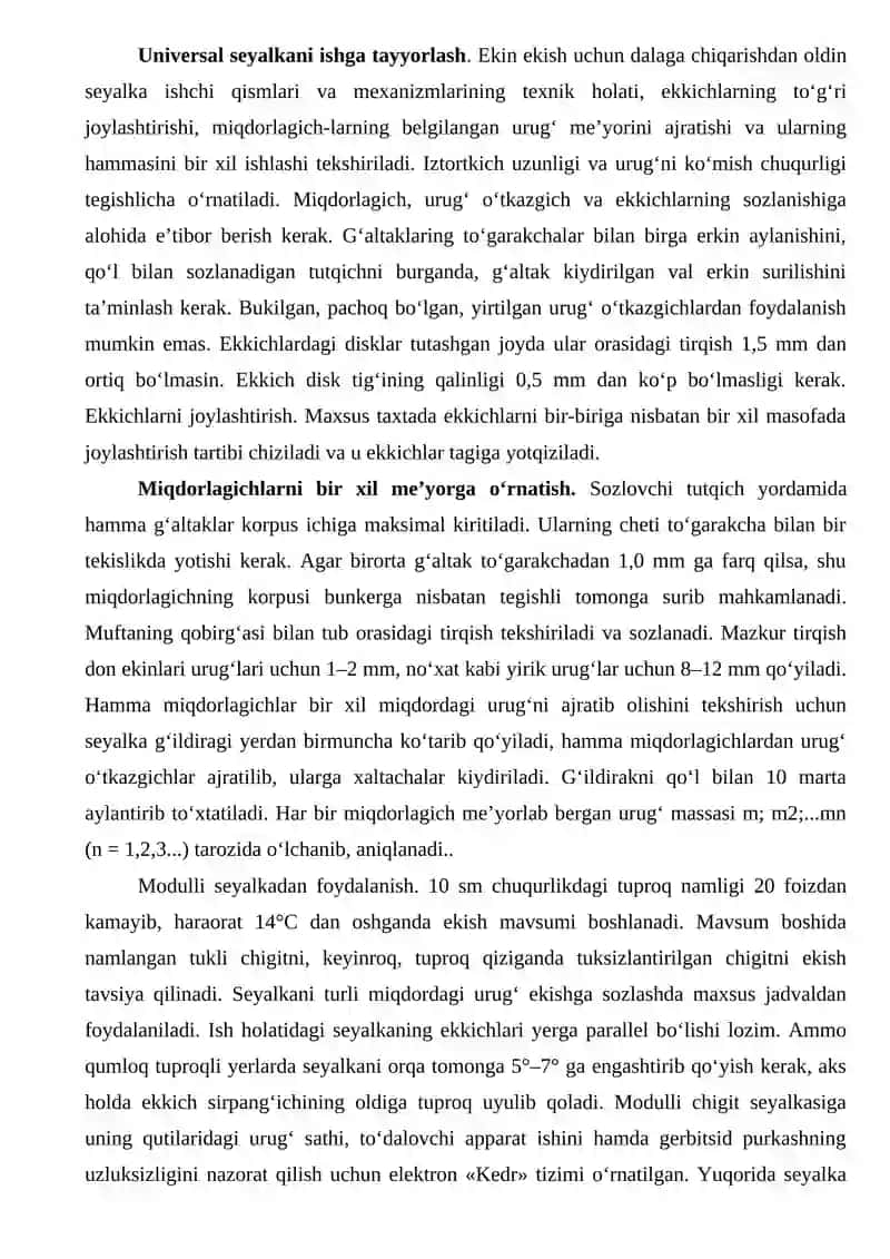Ekish seyalkalarining mexanizmlari va apparatlarini ajratish 4