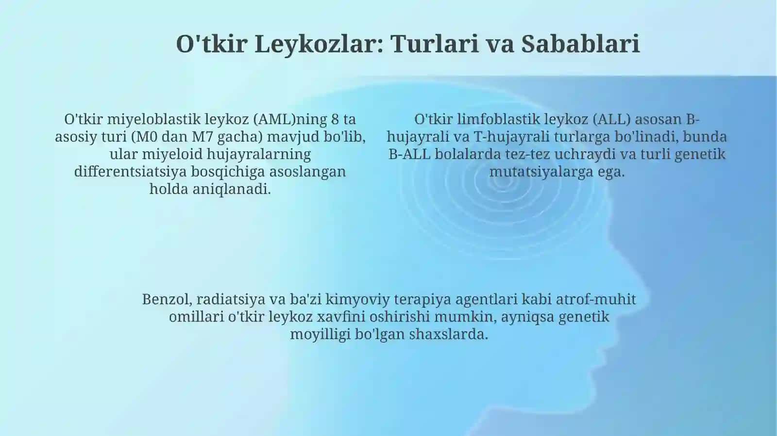 Leykozlar hagida tushuncha. O'tkir leykozlar 4
