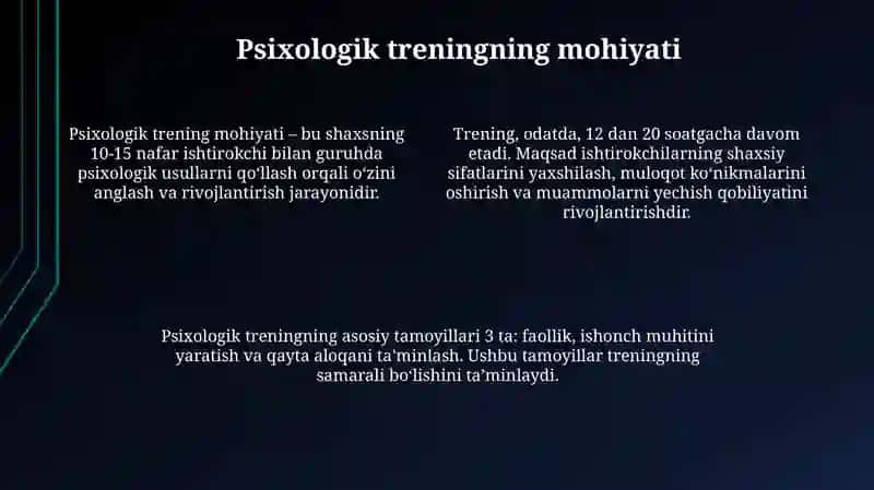 Trening tushunchasi 4