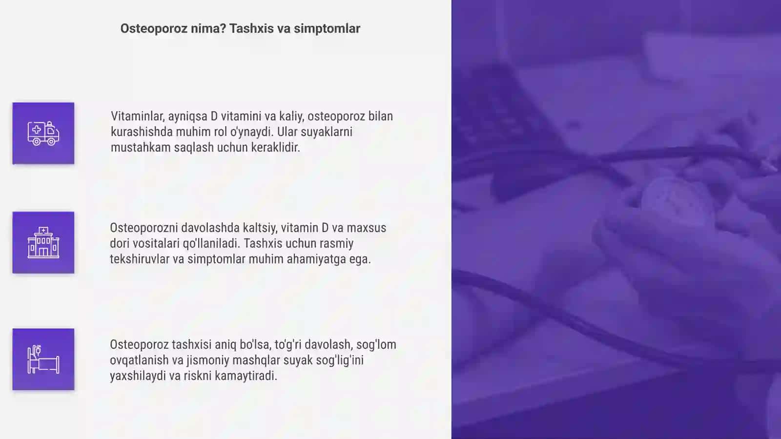 Vitaminlar. Osteoporozni davolash vositalari 4