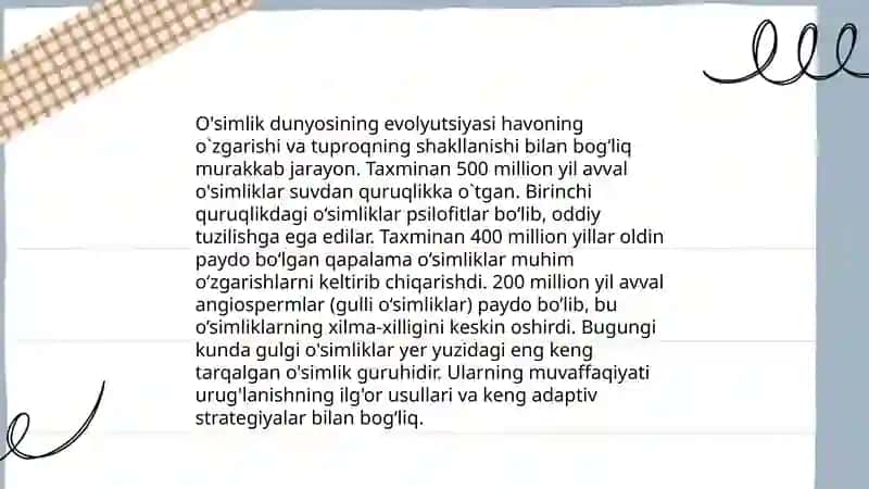 Yerning organik dunyo tizimi 4