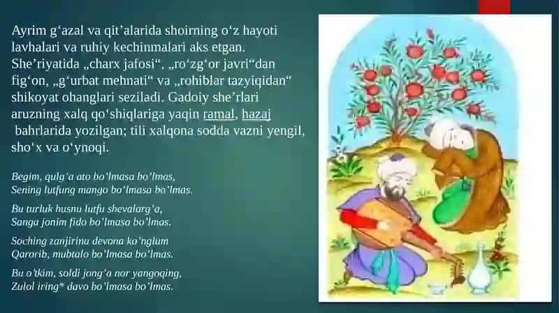 Gadoiy va Sakkokiy jodining janr xususiyatlari 4