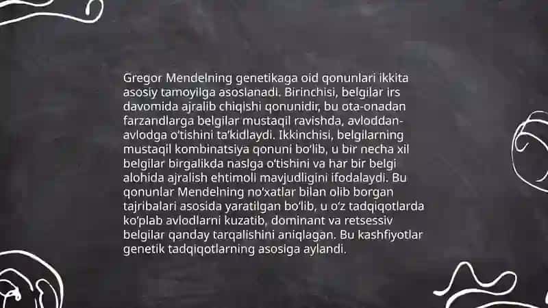 Belgilarning irsiylanish qonunlari 4