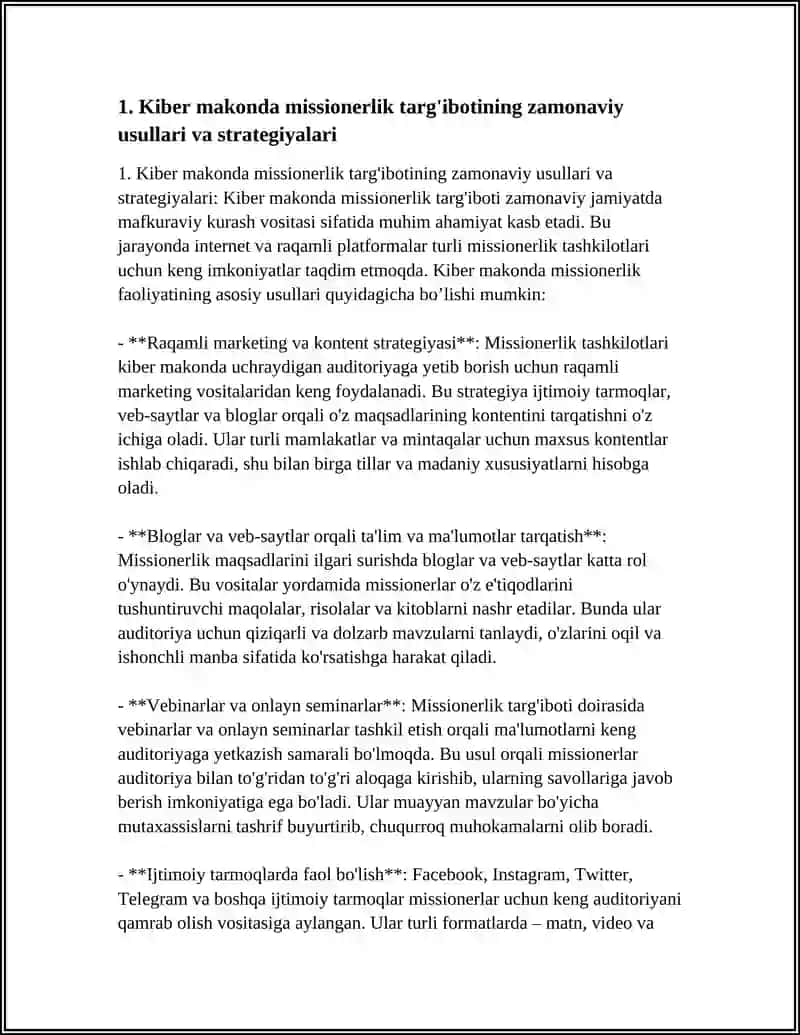 MISSIONERLIK TARĞIBOTIDA USLUB VA VOSITALARNING ZAMONAVIYLASHUVI: KIBER MAKONDA MAFKURAVIY TAHDIDLAR 4