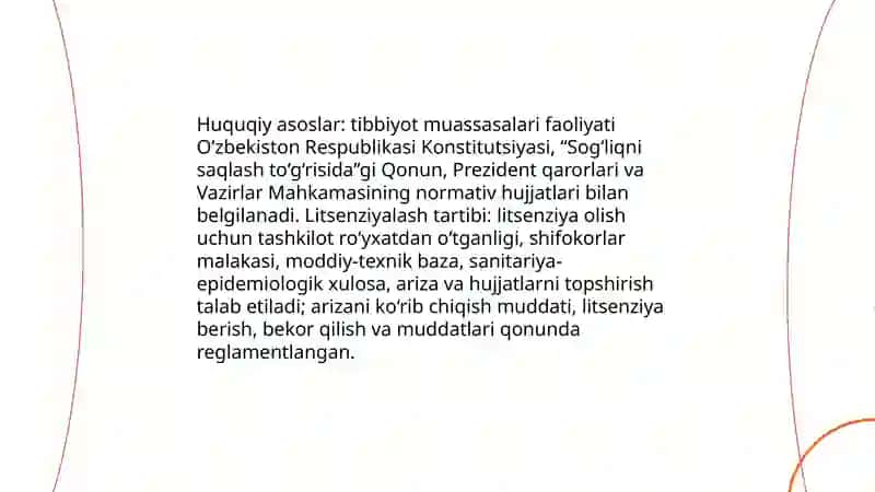 Davolash muassasalarining faoliyatini tashkil etish 4