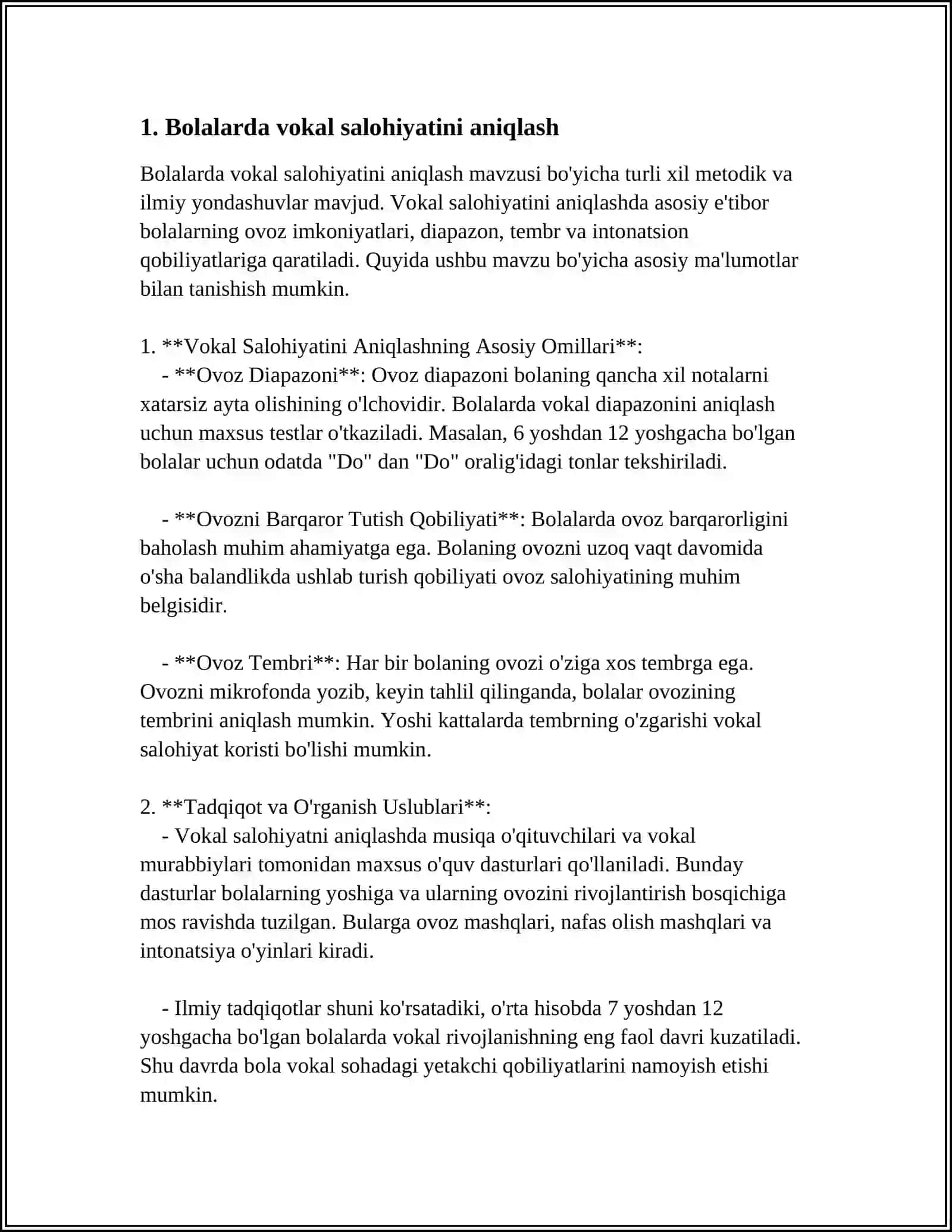 Bolalarda Vokal Salohiyatini Aniqlash 4