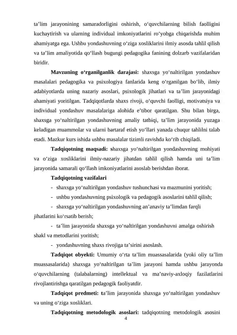 shaxsga yōnaltirilgan yondashuvlar 4