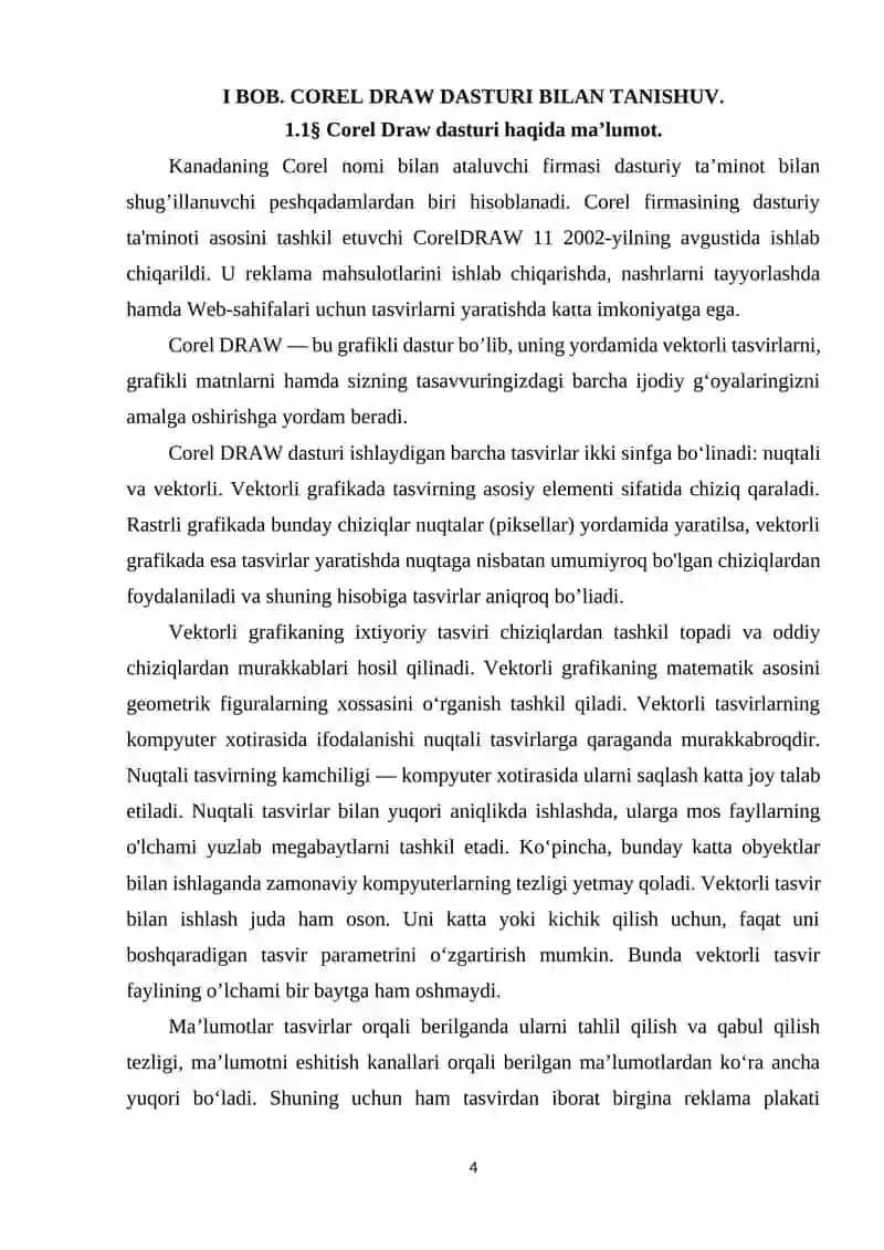 Matn va konturlar bilan ishlashda Coreldraw dasturining ustunliklari 4